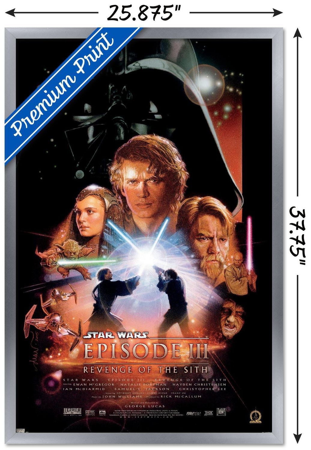 24X36 Star Wars: Revenge of the Sith - One Sheet Wall Poster, 24" x 36" Framed