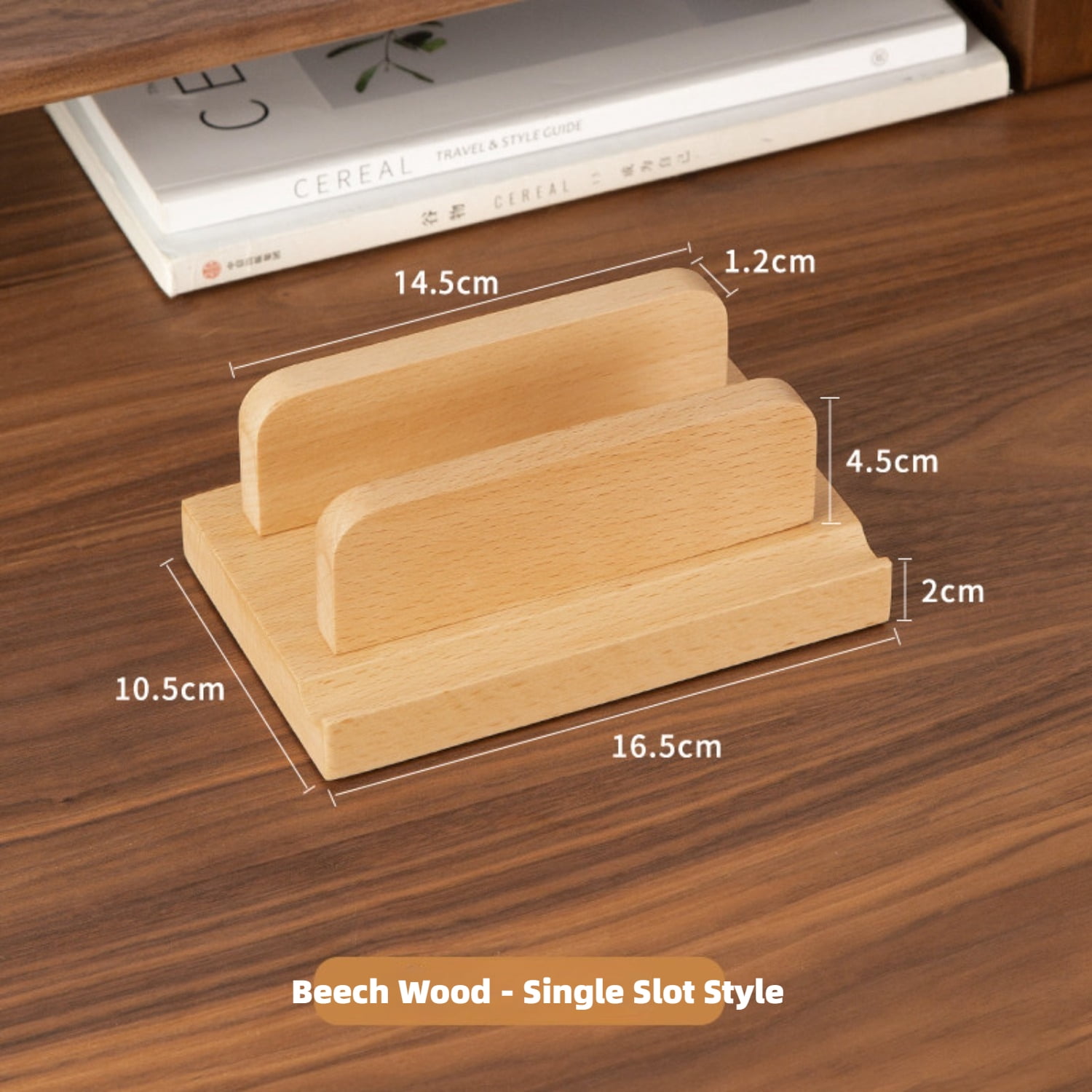 Adjustable Wooden Vertical Laptop Stand, Solid Wood Desktop Holder for Notebook/iPad/Tablet, Space-Saving Computer Stand with Heat Dissipation