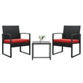 thumbnail image 2 of Devoko 3 Pieces Clearance Outdoor Patio Set with Cushioned Chairs Set Bistro Chairs with Table, Red, 2 of 7
