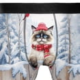 thumbnail image 4 of Playful Ragdoll Welcomes Winter Snowy Day with Cardinal Bird All Over Print Boxer Briefs Underwear for Men Dad Cat Lover Kitten Owner Gifts Idea - 12017, 4 of 6
