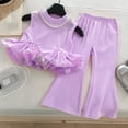 thumbnail image 6 of BLVB Toddler Girl Fashion Outfit Ruffle Sleeveless Shirt Flared Pants Set Kids Bell Bottom Outfit Summer Clothes, 6 of 6