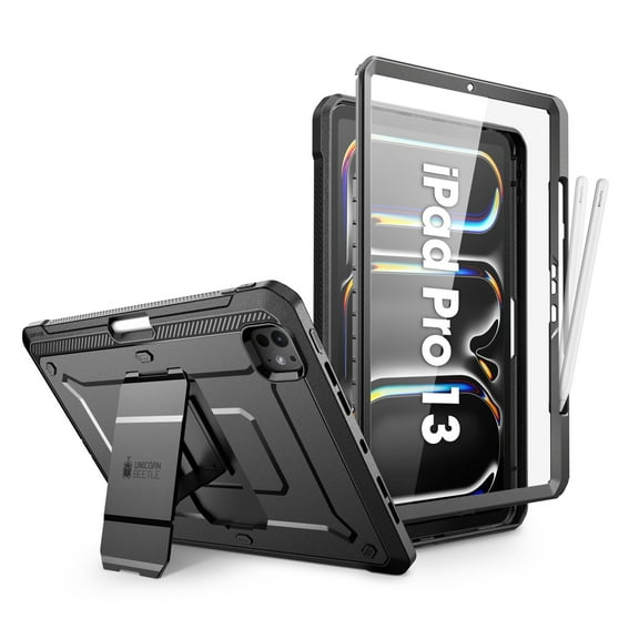 SUPCASE for iPad Pro 13 Inch Case M4 2024 7th Generation with Pencil Holder (Unicorn Beetle Pro), [Built-in Screen Protector & Stand] Full-Body Rugged Cover, Black