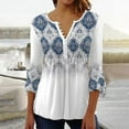 thumbnail image 2 of IROINNID en Solde Chemises Grande Taille pour Femmes Col Rond Manches Longues Confortables à Imprimé Trompette Boutonnées Basiques Froncées Hauts Blouses Plissées, Gris, 2 of 6