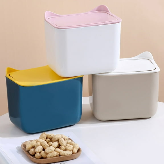 Small Trash Can with Lid, Mini Trash Can for Bathroom, Office and Bedroom, Small Bathroom Garbage Can with Swing Top, Compact Waste Basket for Desk, Dorm & Home, White - Xuniizn