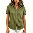 thumbnail image 3 of Asgosdo Womens Button Down Shirts Cotton Linen Short Sleeve Collared Loose Fit Tops Soft Cozy Summer Blouses, 3 of 6