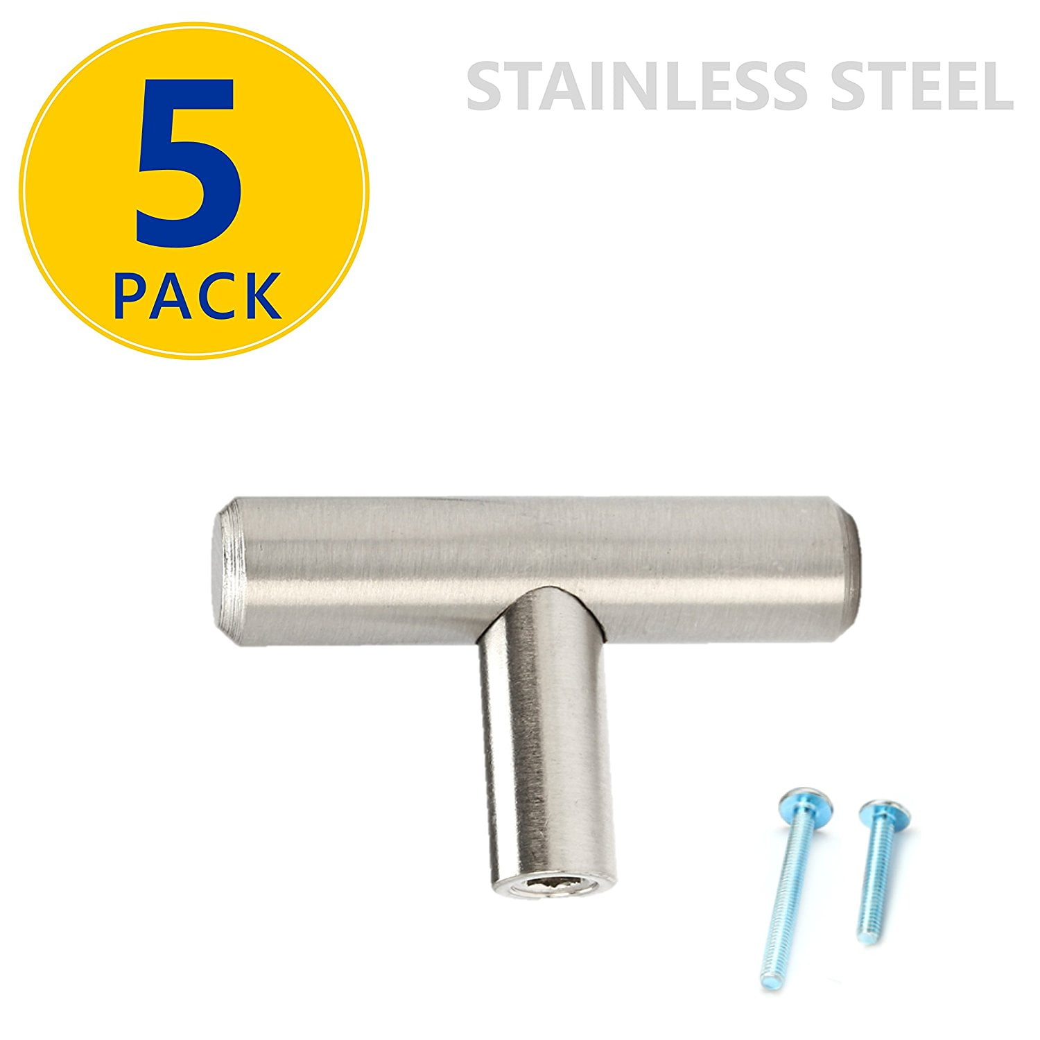 5 Pack 2' Stainless Steel T Bar Pulls 2' T Knob Modern