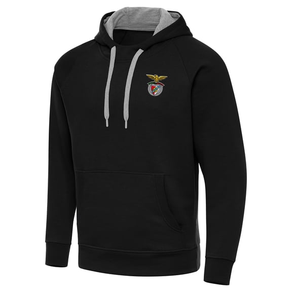 Men's Antigua Black Benfica Takeover Raglan Pullover Hoodie