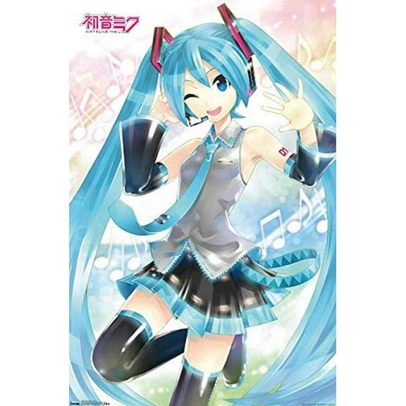 Hatsune Miku - Waving Wall Poster, 22.375" x 34", Unframed Version