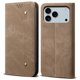 thumbnail image 1 of For iPhone 17 Pro Max Case Jeans Cloth Texture Anti-Scratch Leather Stand Phone Cover - Coffee, 1 of 5