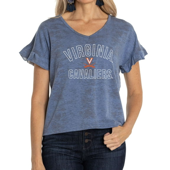 Women's Navy Virginia Cavaliers Daisy Tri-Blend V-Neck T-Shirt