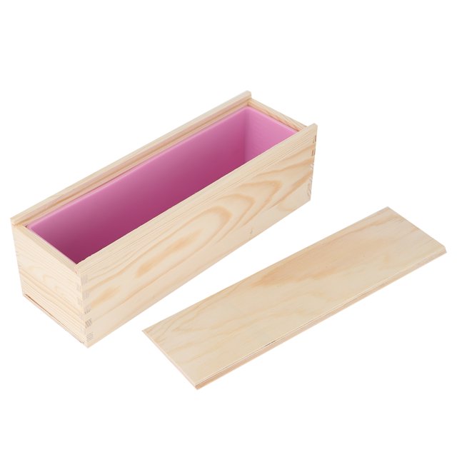 Convenient Healthy Soap Mold, Soap Box Mold, For Home DIY Pink Silicone Box + Wood Box