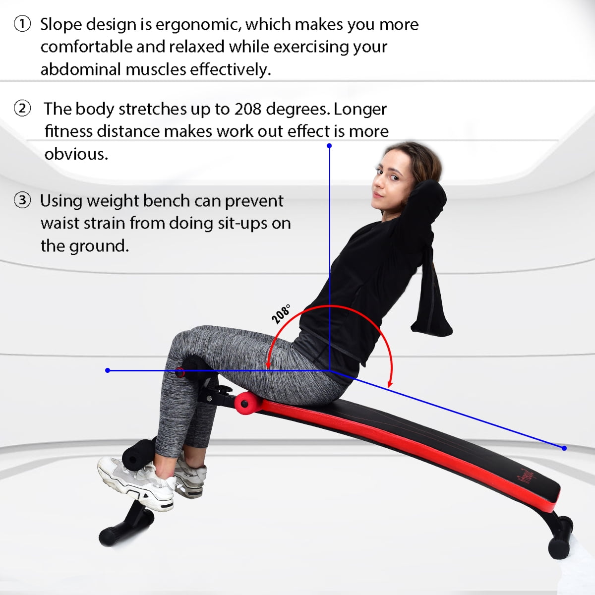Costway Folding Weight Bench Adjustable Sit-up Board Workout Slant Bench Red