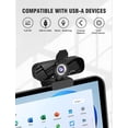 thumbnail image 4 of Full HD Webcam with Built-in Microphone and Rotatable Tripod, 4K Video and Wide Angle Camera, Privacy Cover, for Desktop PC or Laptop Computer, 4 of 7