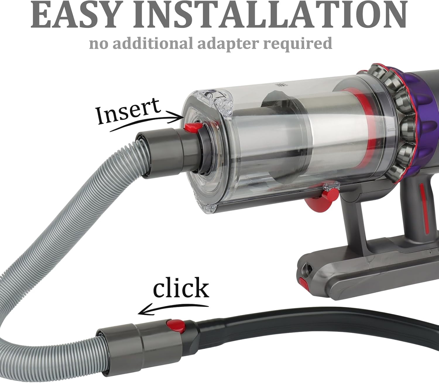 Flexible Crevice Tool and Extension Hose for Dy*son Cordless Vacuum Cleaner V15 V15s Gen5 V12 V11 V10 V9 V8 V7 Dryer Vent Cleaner Kit and Car Detailing Attachments