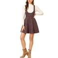thumbnail image 2 of Allegra K Women's Pinafore Tartan Checks Braces A-Line Suspender Skirt, 2 of 6