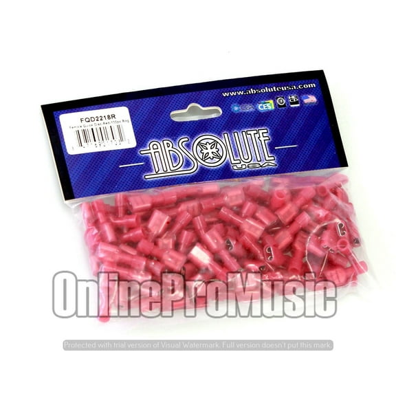 Absolute USA FQD2218R 22/18 Nylon Fully Insulated Female Quick Disconnects (Red)