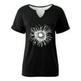 thumbnail image 4 of HOWPAY Womens Tops Graphic Boho Floral Short Sleeve V Neck Cute T Shirts Vintage Loose Fit Casual Oversized Tees Comfy Soft Fall Clothes Black L, 4 of 4