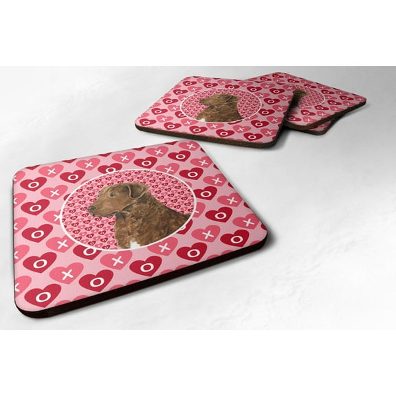 Chesapeake Bay Retriever Hearts Love and Valentines Day Foam Coaster Set of 4