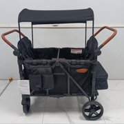 Vomeast Upgrade Wagon Stroller for 4 Kids, Outdoor baby stroller with Canopy, 5-Point Harness, Adjustable Handlebars (Black)