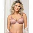 thumbnail image 4 of Deyllo Women's Unlined Push Up Lace Bra Unpadded Underwire See-Through Demi Bralette Lingerie, Retro Rose 32D, 4 of 6