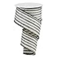thumbnail image 2 of Fuzzy Ticking Stripe on Cotton Wired Edge Ribbon - 10 Yards (Black, Beige, 2.5 Inch), 2 of 2