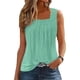 thumbnail image 3 of AIMITAG Camiseta sin mangas con cuello cuadrado y volantes para mujer, camiseta sin mangas a rayas, camisa informal holgada sin mangas de verano, 3 of 5
