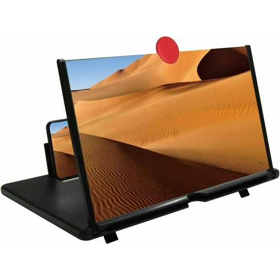 12" 3D HD Screen Magnifier Amplifier Projector Screen for Movies, Videos,and Gaming. Foldable Mobile Phone Holder with Screen Magnifier,Supports All Smartphones(Black)