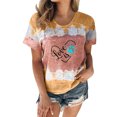 thumbnail image 1 of Mujeres Casual Cuello Redondo Manga Corta Estampado Jersey Blusa Camiseta Tops Sueltos OAVQHLG3B Store  lin121212, 1 of 4