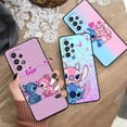 thumbnail image 2 of Disney Stitch Angel Love para Samsung, funda negra para teléfono Samsung A53, A52, A33, A32, A51, A71, A21S, A13, A73, A50, A22, A23, A03, A72, A54, A12, 5G, 2 of 5