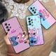 thumbnail image 2 of Disney Stitch Angel Love para Samsung, funda negra para teléfono Samsung A53, A52, A33, A32, A51, A71, A21S, A13, A73, A50, A22, A23, A03, A72, A54, A12, 5G, 2 of 5