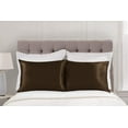 thumbnail image 3 of Luxury Satin Pillowcase for Hair and Skin Standard Satin Pillowcase with Zipper, Brown (2 per Pack) - Blissford, 3 of 7