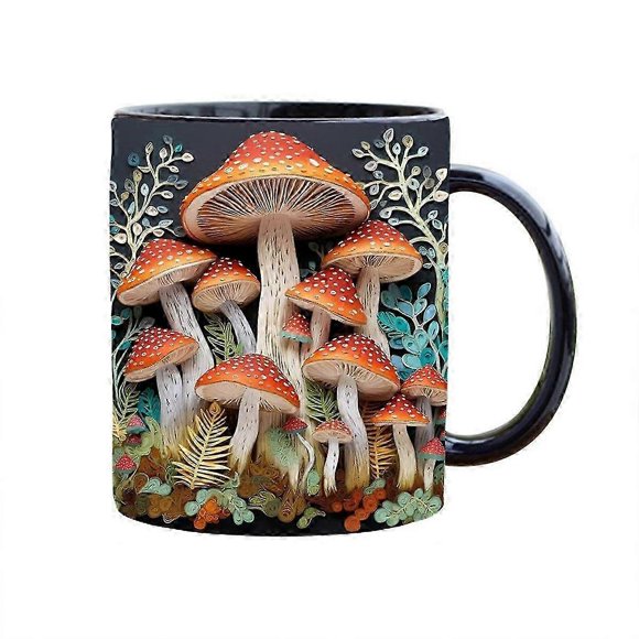 3D Mushrooms Mug Ceramic Fun Space Design Mugs Offices Multi- Drink Cup for Home Office Dorm A
