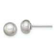 thumbnail image 4 of 925 Sterling Silver 6-7mm Grey FW Cultured Button Pearl Stud Earrings, 4 of 5