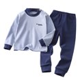 thumbnail image 2 of EliteGoogv Boys Thermal Underwear Set Long Sleeve Crew Neck Shirt And Pants For Kids Warm Base Layer Winter Long Johns Homewear Blue Blue, 2 of 6