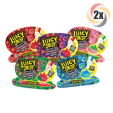 2x Packs Juicy Drop Chewy Gummies & Sour Gel Assorted Flavors Candy 2oz