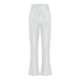 thumbnail image 4 of LLYwey Deals Clearance Womens Yoga Pants Ladies New Solid Color Sexy Fashionable Casual High Waist Sequin Trumpet Pants New Full Length Pants Trousers Regular Fitted White XL, 4 of 9