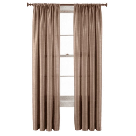 2-PC Set MR2 Taupe color Rod Pocket Faux Silk Window Curtain Treatment, Set of Two (2) Solid Semi Sheer Panels 55" W x 84" L (Each)