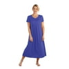 Miss Elaine Womens' Long Tricot Nightgown, Flutter Sleeves, Small, Lapis Blue