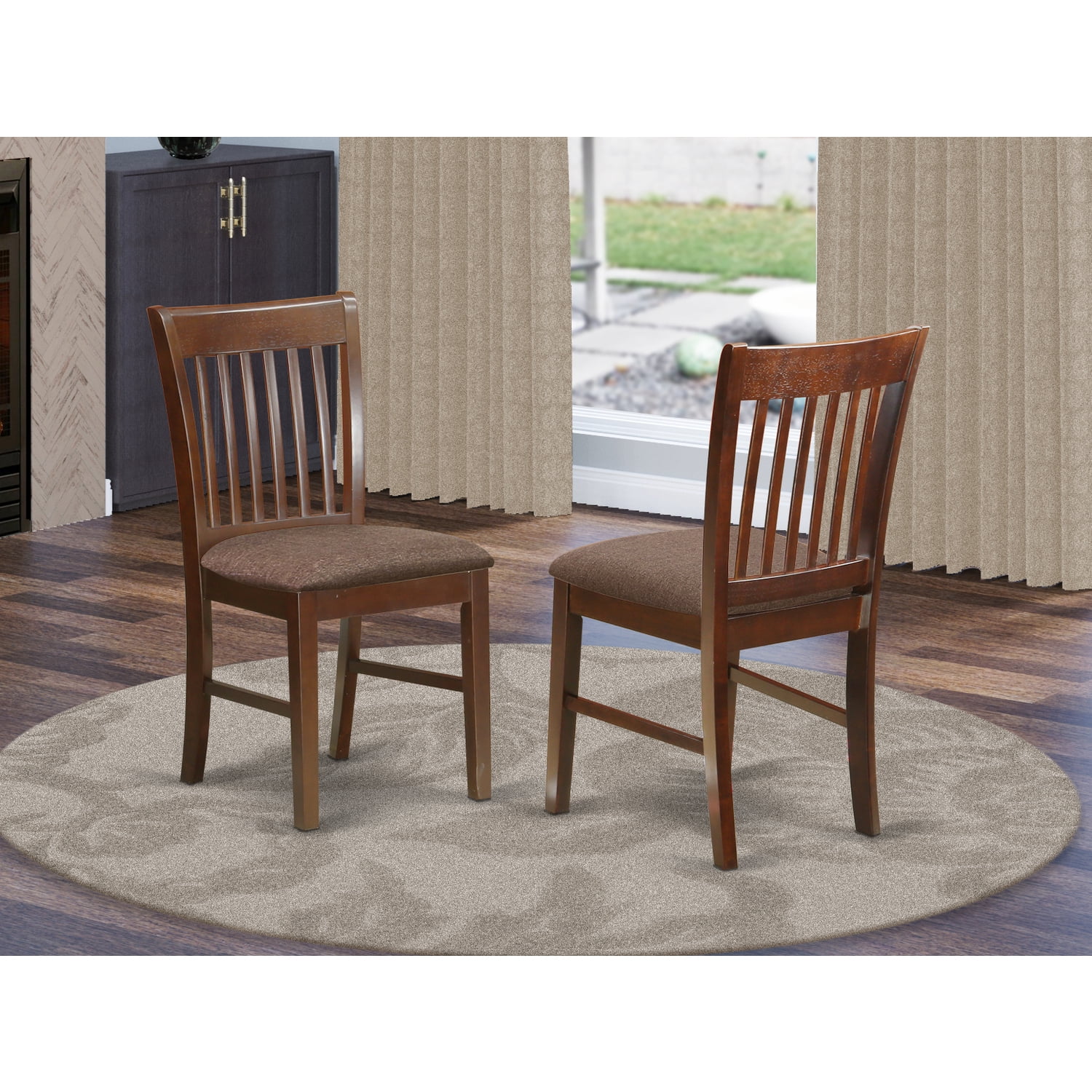 East West Furniture Norfolk Dining chair with Wood Seat Oak Finish