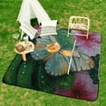 thumbnail image 6 of Rain Drenched Butterfly Hibiscus Flowers Art Picnic Blanket Waterproof Outdoor Beach Blanket Hand-held Pad Suitable for Travel, Camping, Beach, Family Gatherings, 6 of 7