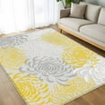 thumbnail image 4 of Yellow Grey Chrysanthemum 8x10 Area Rugs, Farmhouse Botanical Floral Modern Non-Skid Rubber Backing Large Rectangle Rugs - Living Room Bedroom Home Office, Indoor Floor Mat Carpets Washable Rug, 4 of 9