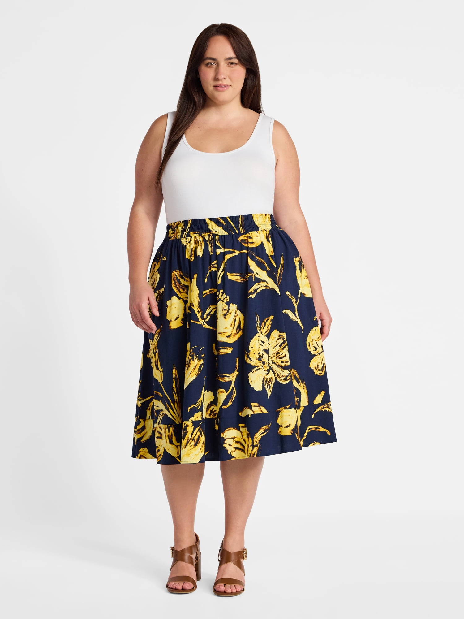 Time and Tru Women's Tiered Pull-On Skirt, Sizes XS-4X