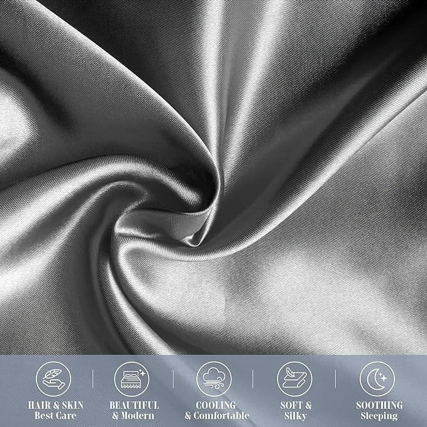 Cooling Viscose Satin Pillowcase 6-Pack Set with Hidden Zipper Closure, King, Gray
