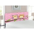 thumbnail image 2 of Owls Headboard, Owls in Love on Branch Polkadots Leaves Hearts Romance Theme, Upholstered Decorative Metal Bed Headboard with Memory Foam, Full Size, Pale Yellow Apple Green, by Ambesonne, 2 of 4