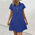 thumbnail image 5 of Mingw Ladies Babydoll Dresses Babydoll Short Sleeve Polo Shirt Dress Casual Activewear Solid Color Loose Mini Dresses S, 5 of 6