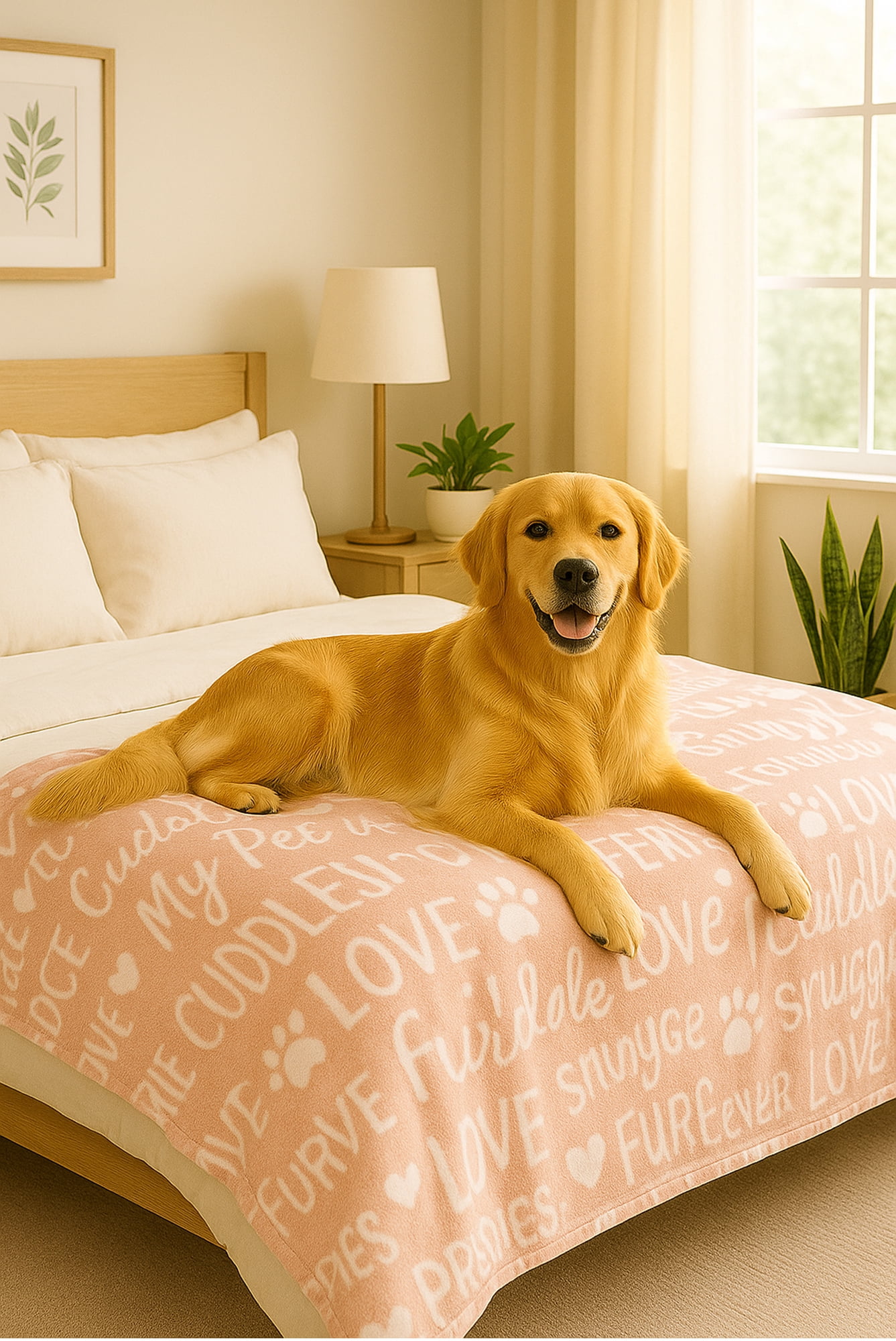 Berkshire LusterSoft Dog Print Throw Blanket 50" x 70" – Super Soft, Cozy, Machine Washable