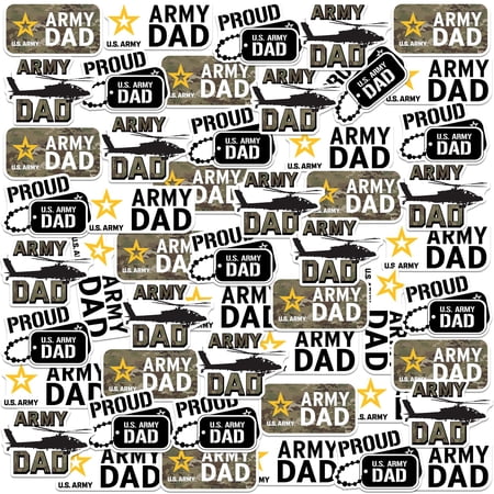 Army Dad 50ct Vinyl Large Deluxe Stickers Variety Pack - Laptop Water Bottle Scrapbooking Tablet Skateboard Indoor/Outdoor