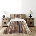 thumbnail image 4 of Ambesonne Wooden Print Quilted Bedspread Set 2 Pcs, Old Floor Rustic Style, Twin Size, Brown, 4 of 5
