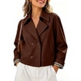thumbnail image 2 of QQZ Relaxed Cropped Double Breasted Trench Jacket Women, Lightweight Cardigans For Women Trendy, Fall Travel Business Casual Commute Street Daily Outfits, 2 of 9
