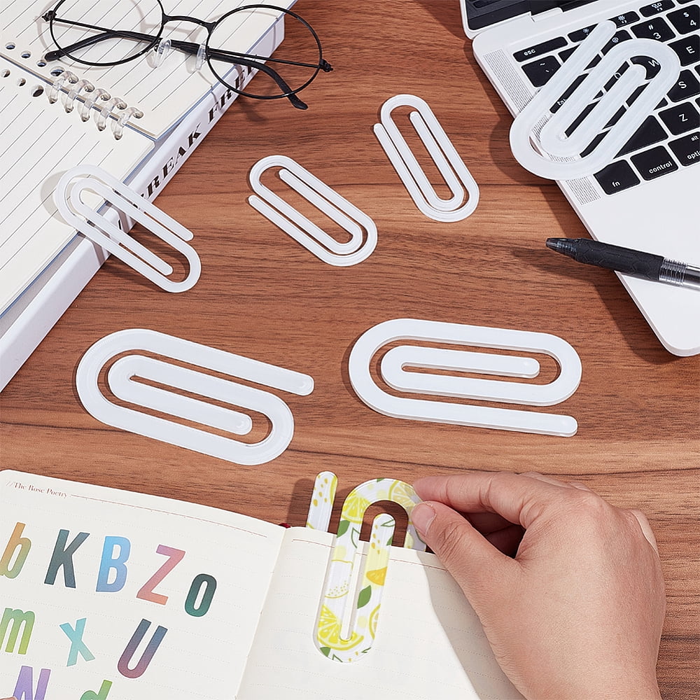 25Pcs 2 Styles Heat Transfer Acrylic Paper Clips Oval White 75.5~100x29.5~49.5x3mm diy